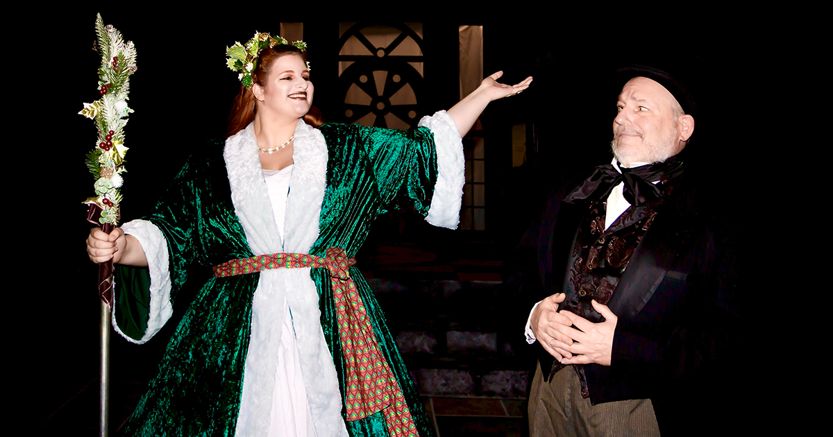 Two actors in the 10th annual Long Beach Playhouse Christmas Carol production